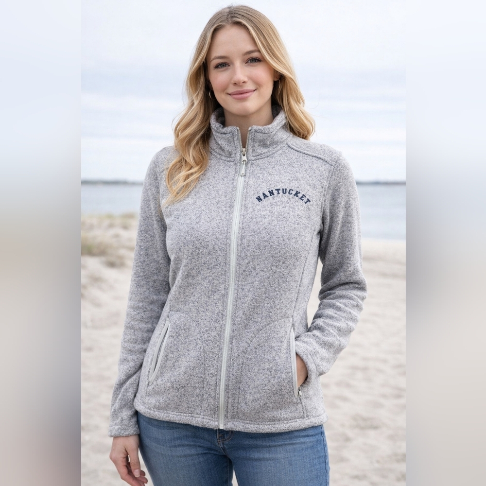 Charles River Apparel Breezin’ Up Nantucket Fleece Jacket Women’s L Zip Gray